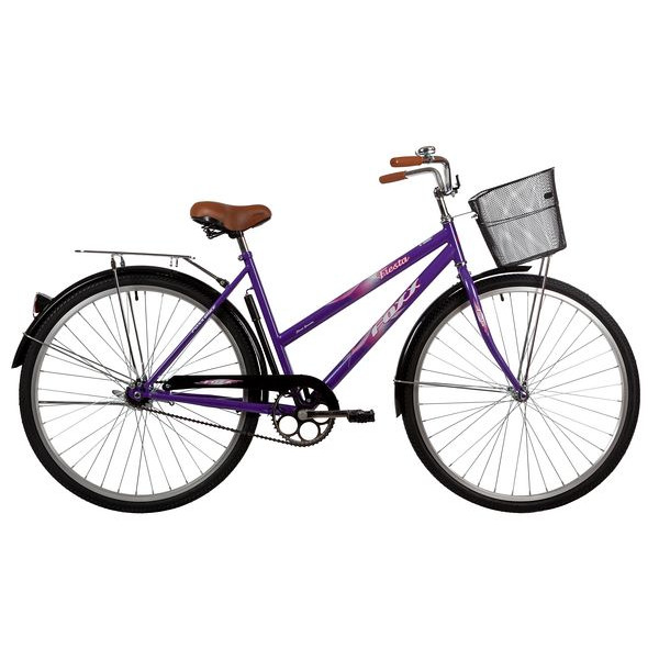 Велосипед FOXX 28" FIESTA фиолетовый,  сталь,  размер 20"  +  передняя корзина