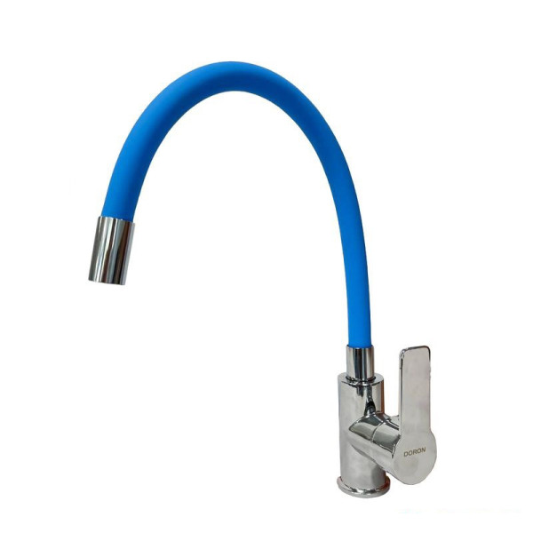 Смеситель  д/кухни DORON DC 2655BLUE - N,  шаровый,  синий,  излив гибкий силиконовый,  п/г  (1/10) 
