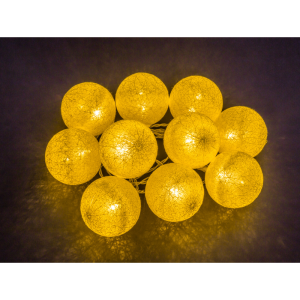 Гирлянда  Золотые шарики  внутренняя  IP20  1,8 м, свет белый, провод прозрачный, питание от батарее