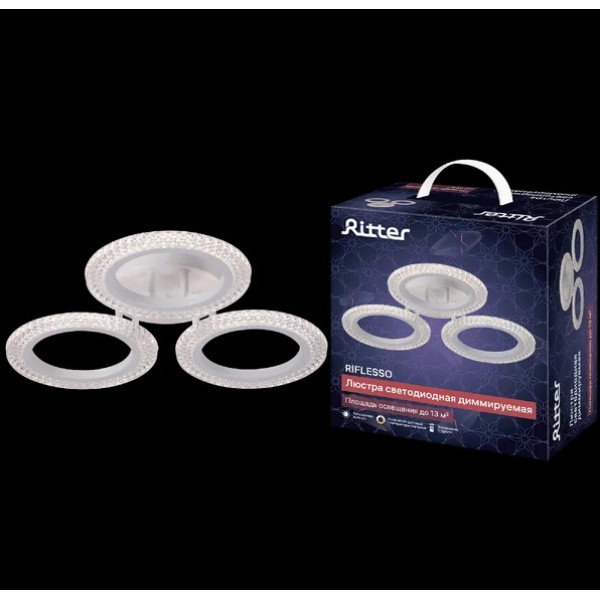 Люстра потол LED димм RIFLESSO с ДУ 3 режима Ø435х75 42Вт 13м² белый 52923 5 Ritter Люстра потол LED димм RIFLESSO с ДУ 3 режима Ø435х75 42Вт 13м² белый 52923 5 Ritter