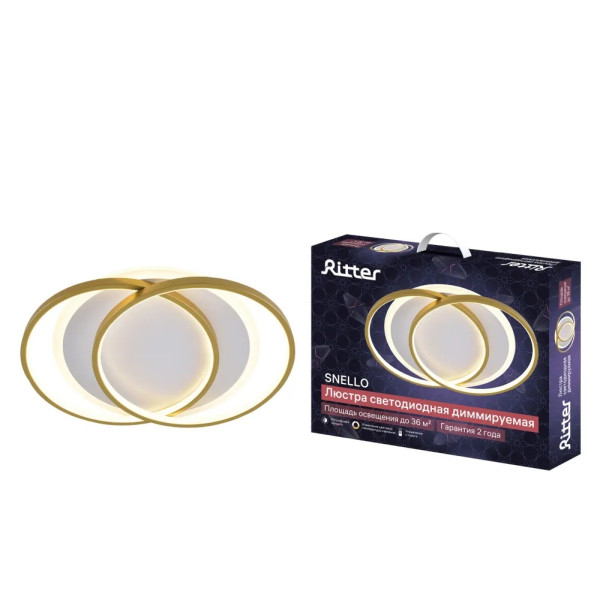 Люстра потол LED димм SNELLO ДУ 3 реж 530x385x75 100Вт 2700K/4000K/6400K 36м² зол 51624 2 Ritter Люстра потол LED димм SNELLO ДУ 3 реж 530x385x75 100Вт 2700K/4000K/6400K 36м² зол 51624 2 Ritter