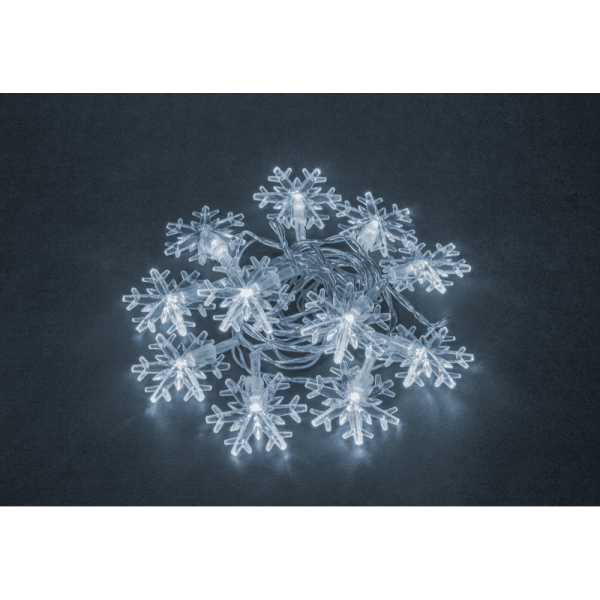 Гирлянда  Белые снежинки  внутренняя  IP20, 2,3 м, белый свет, провод медная проволока, питание от б