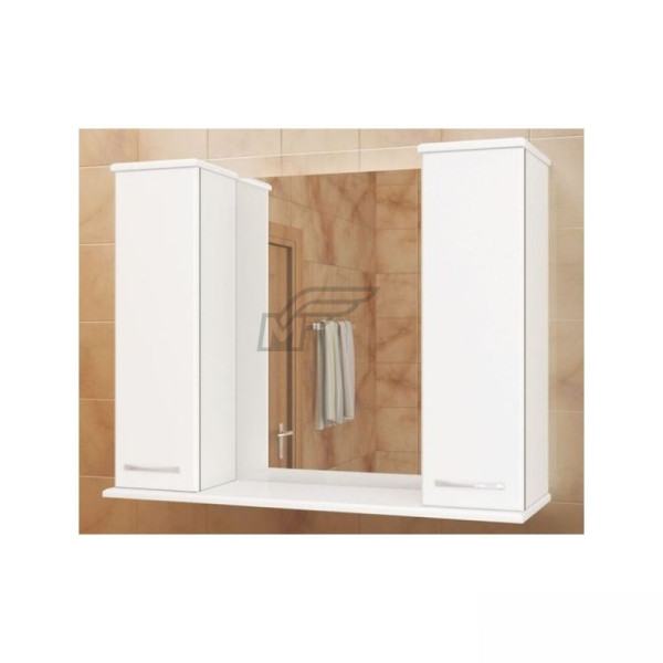 Шкаф - зеркало для ванной УЮТ 900 белый,  2 дверки  (без подсветки)  0215  (MDW)   (1/1) 