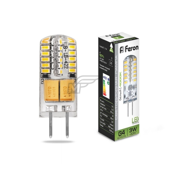 Лампа светодиодная Feron 48LED 12V 4000K G4 LB - 422 285150