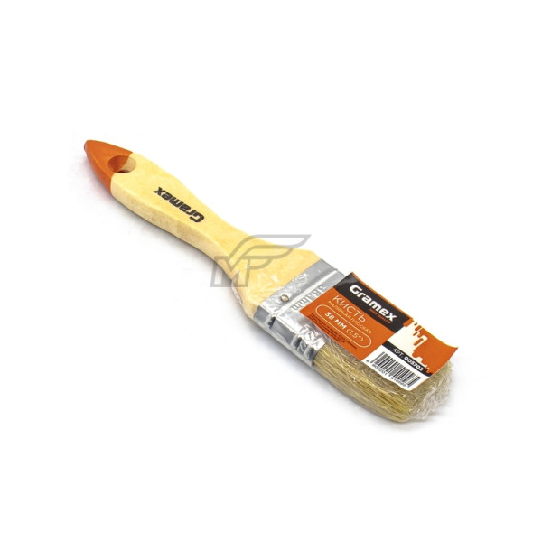 Кисть малярная плоская  38 мм  (1, 5")  с деревянной ручкой,  искуственная щетина GRAMEX  (12/720) 
