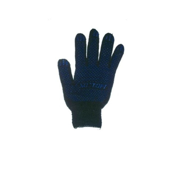 Перчатки ХБ с ПВХ 7, 5 класс 5 - нитка Черные Синяя Точка  (10/300) 